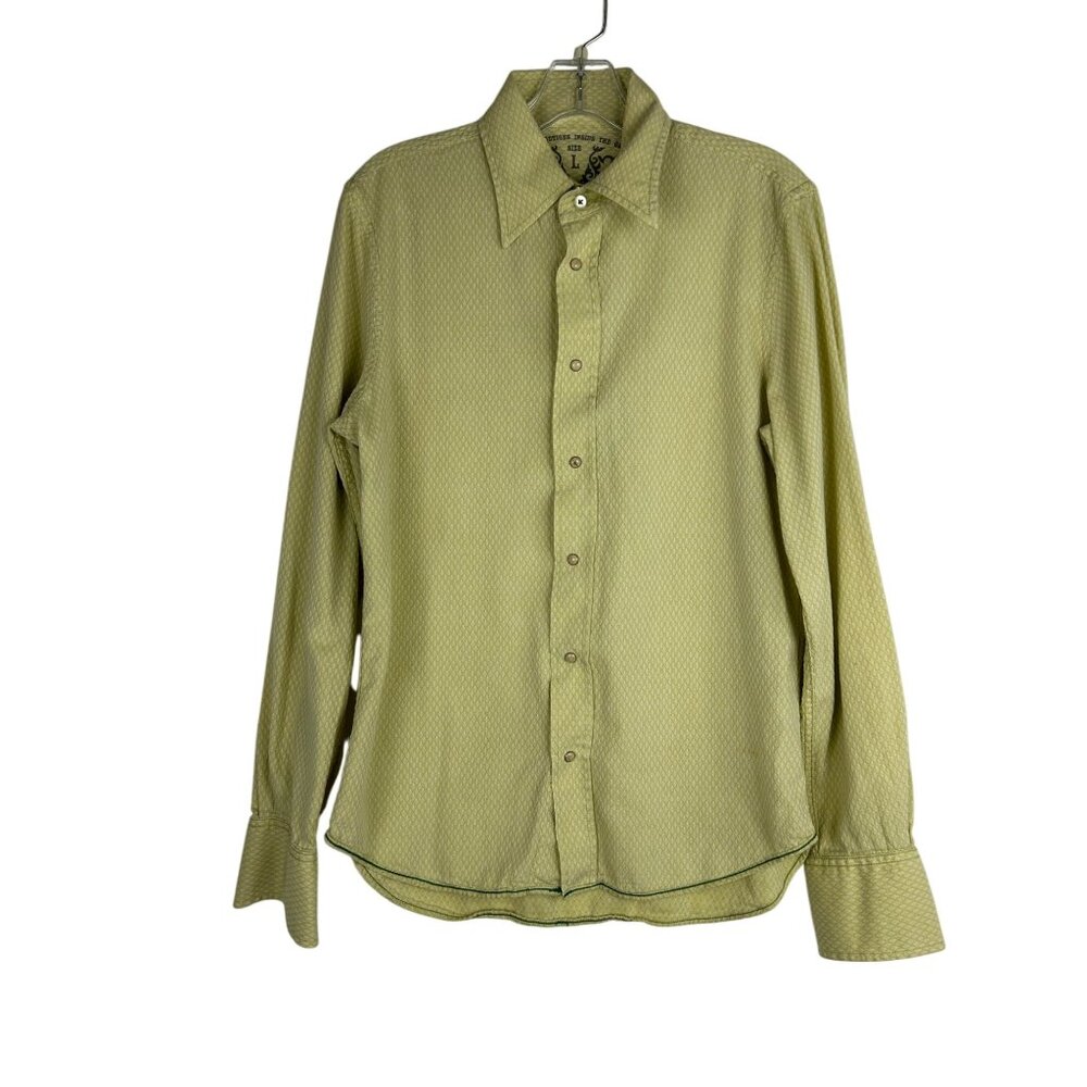 Diesel Mens Long Sleeve Shirt Size Large Green Diamond Pattern